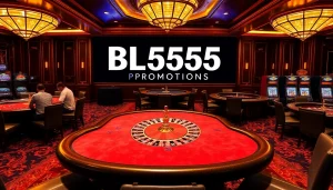 Experience thrilling bets at BL555 casino with vibrant tables and excited players.