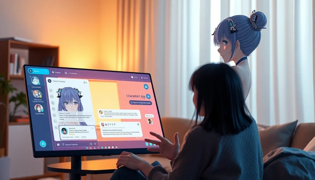 Engaging scene showcasing a user interacting with character ai nsfw in a cozy, modern setting.