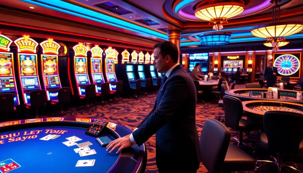 Action-packed gaming at https://www.ok8386a.org/ with vibrant casino tables and slot machines.