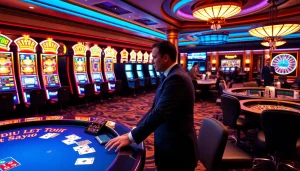 Action-packed gaming at https://www.ok8386a.org/ with vibrant casino tables and slot machines.