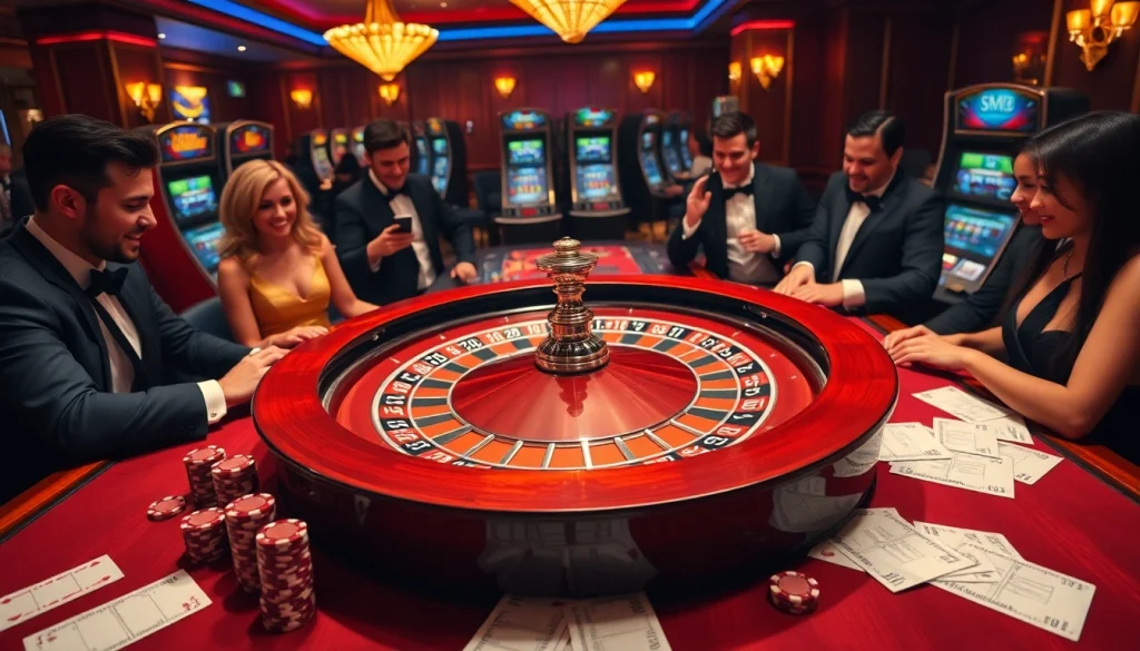 Players engaging in thrilling roulette action at a luxurious casino, 5MB betting slips among poker chips.
