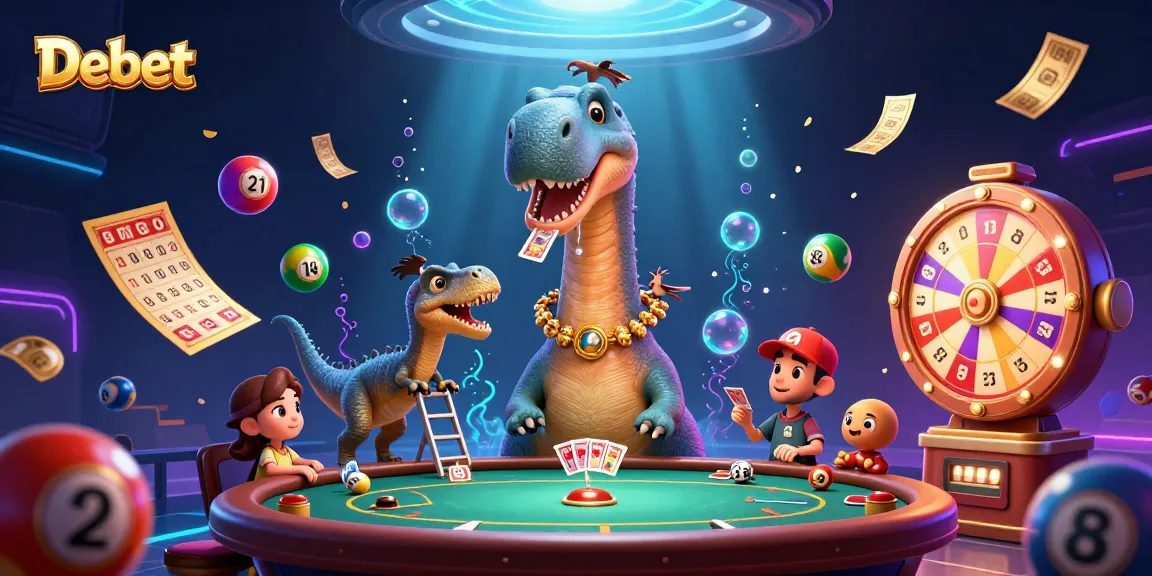 Engage in exciting games at Debet's vibrant 3D casino, featuring a lively atmosphere and dynamic elements.