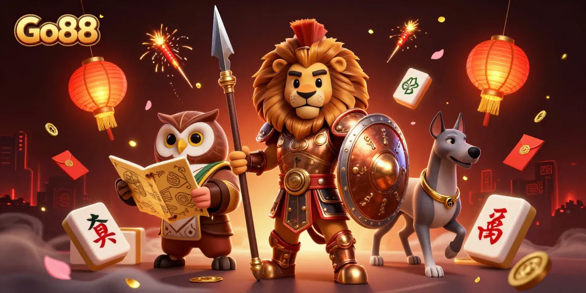 Experience thrilling gameplay at Go88 with this vibrant 3D illustration showcasing the excitement of online casino action.