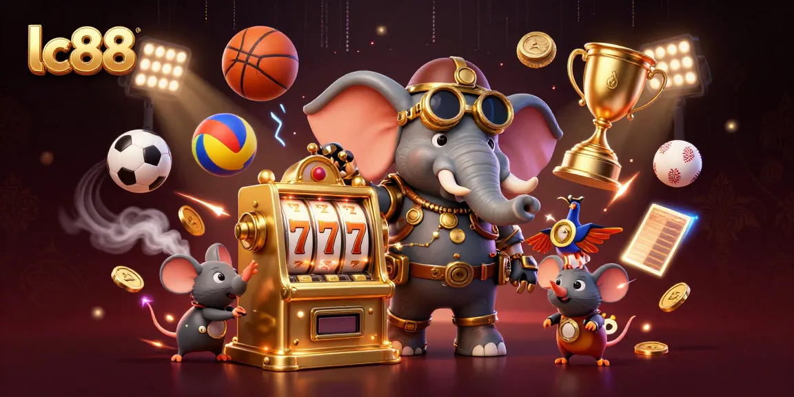 Spin the golden slot machine with lc88's thrilling casino action featuring dynamic sports elements.