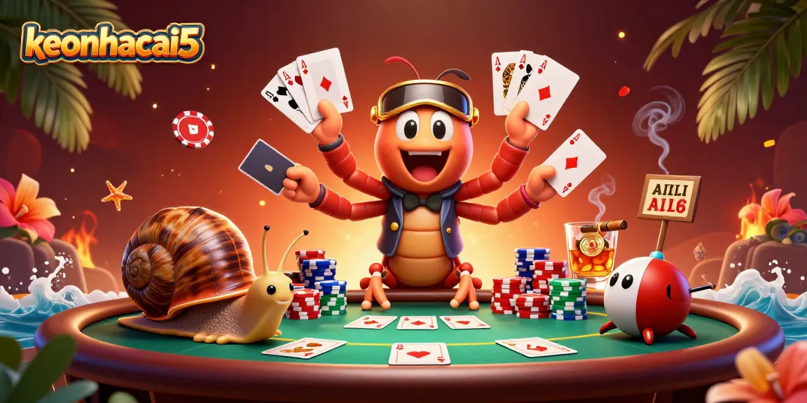 Engage in exciting table action with keonhacai5 featuring a lively casino scene with a animated dealer and high-roller.