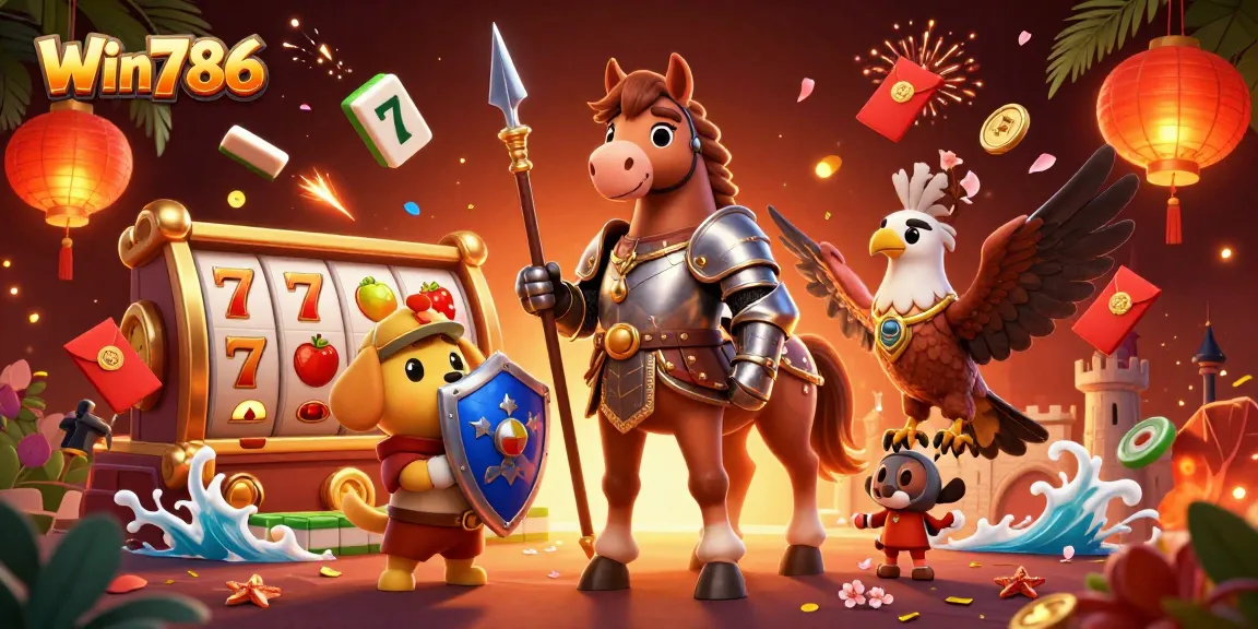 Spin to win at Win786, a vibrant 3D illustration with enchanting gaming elements.
