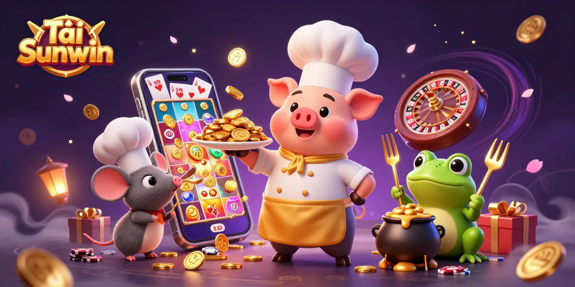 Tải Sunwin and win big in thrilling slot games with vibrant casino elements, gold coins, and exciting characters.