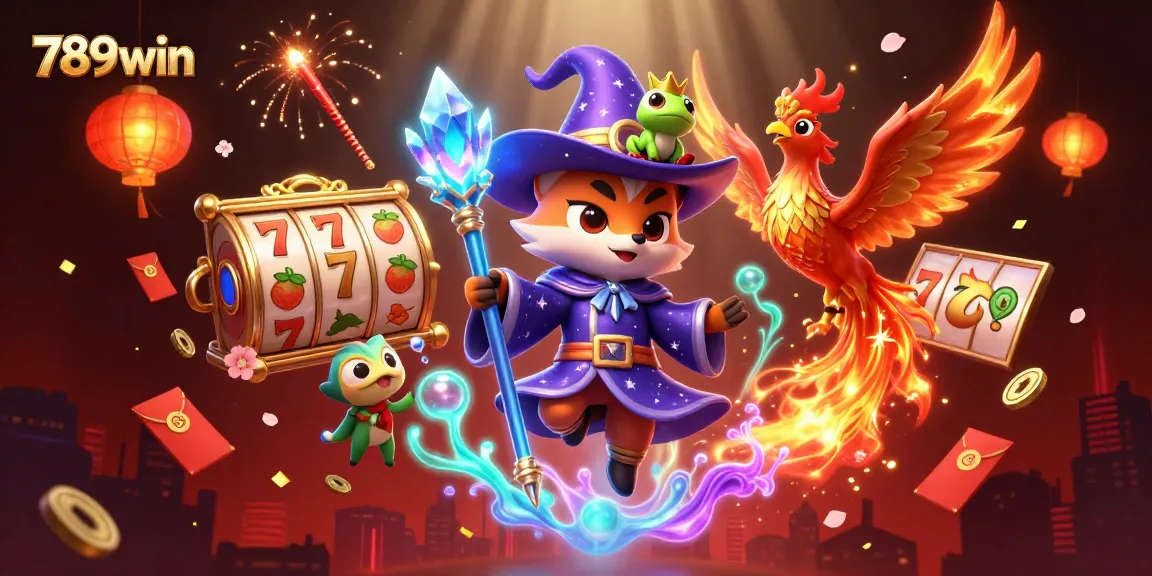 Play exciting slots and win with 789win's mystical gaming atmosphere featuring vibrant characters and symbols.