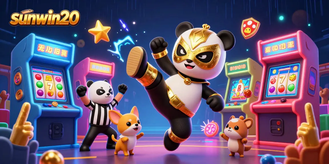 Experience the thrill of sunwin20 with a panda champion in a dynamic casino scene.