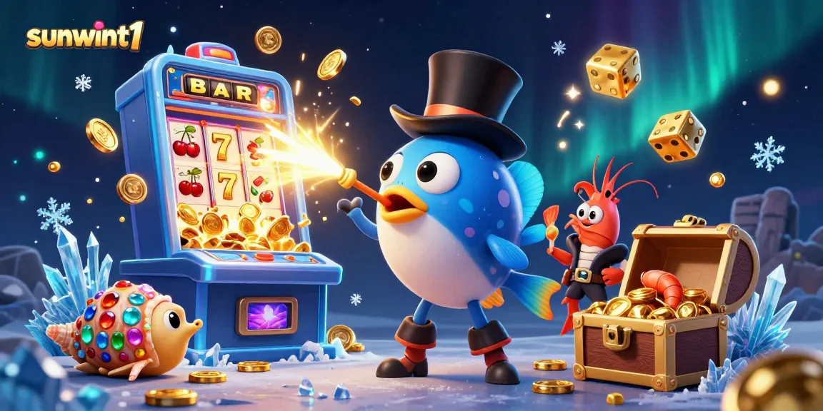 Spin to win with sunwint1 in a vibrant casino scene featuring dynamic slot symbols and lively characters.